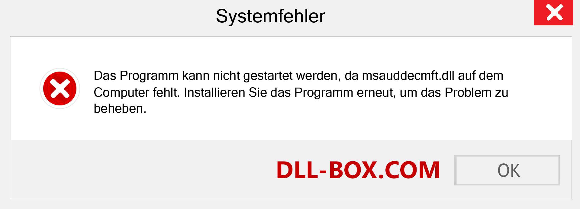 msauddecmft.dll-Datei fehlt?. Download für Windows 7, 8, 10 - Fix msauddecmft dll Missing Error unter Windows, Fotos, Bildern