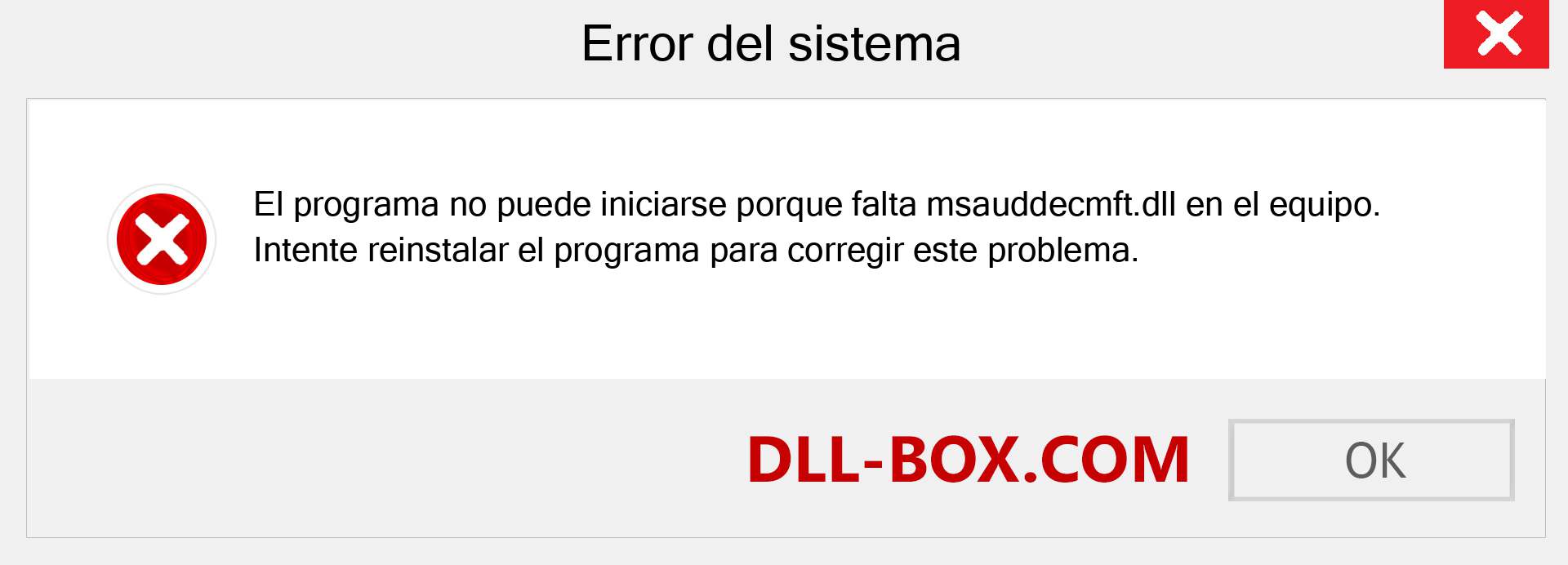 ¿Falta el archivo msauddecmft.dll ?. Descargar para Windows 7, 8, 10 - Corregir msauddecmft dll Missing Error en Windows, fotos, imágenes